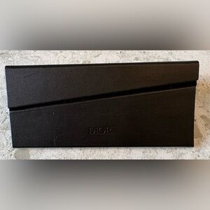 Dior Black Embossed Leather eyewear case with authenticity card